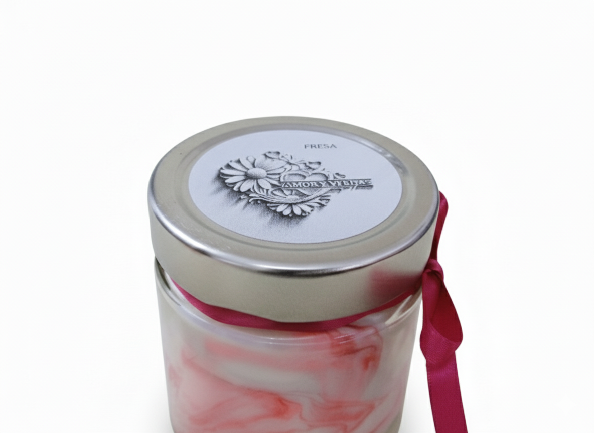 Vela en Tarro esencia Fresa y Nata